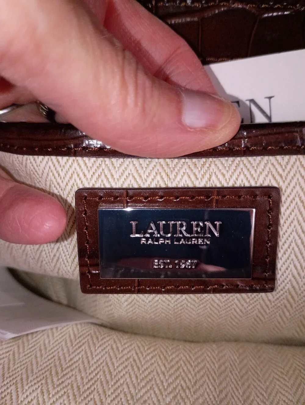 NWT Ralph Lauren Brown and Cream Zebra-Print Satchel
